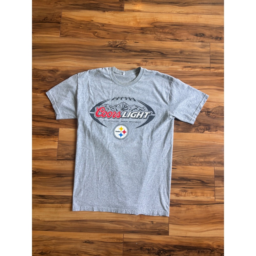 Coors Light Pittsburgh Steelers T-Shirt Mens Small Gray NFL Beer Graphic Tee